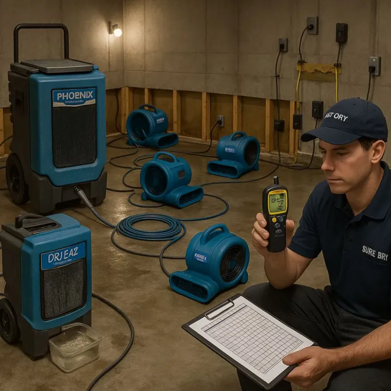 Structural Drying and Dehumidification process in Castanea, PA